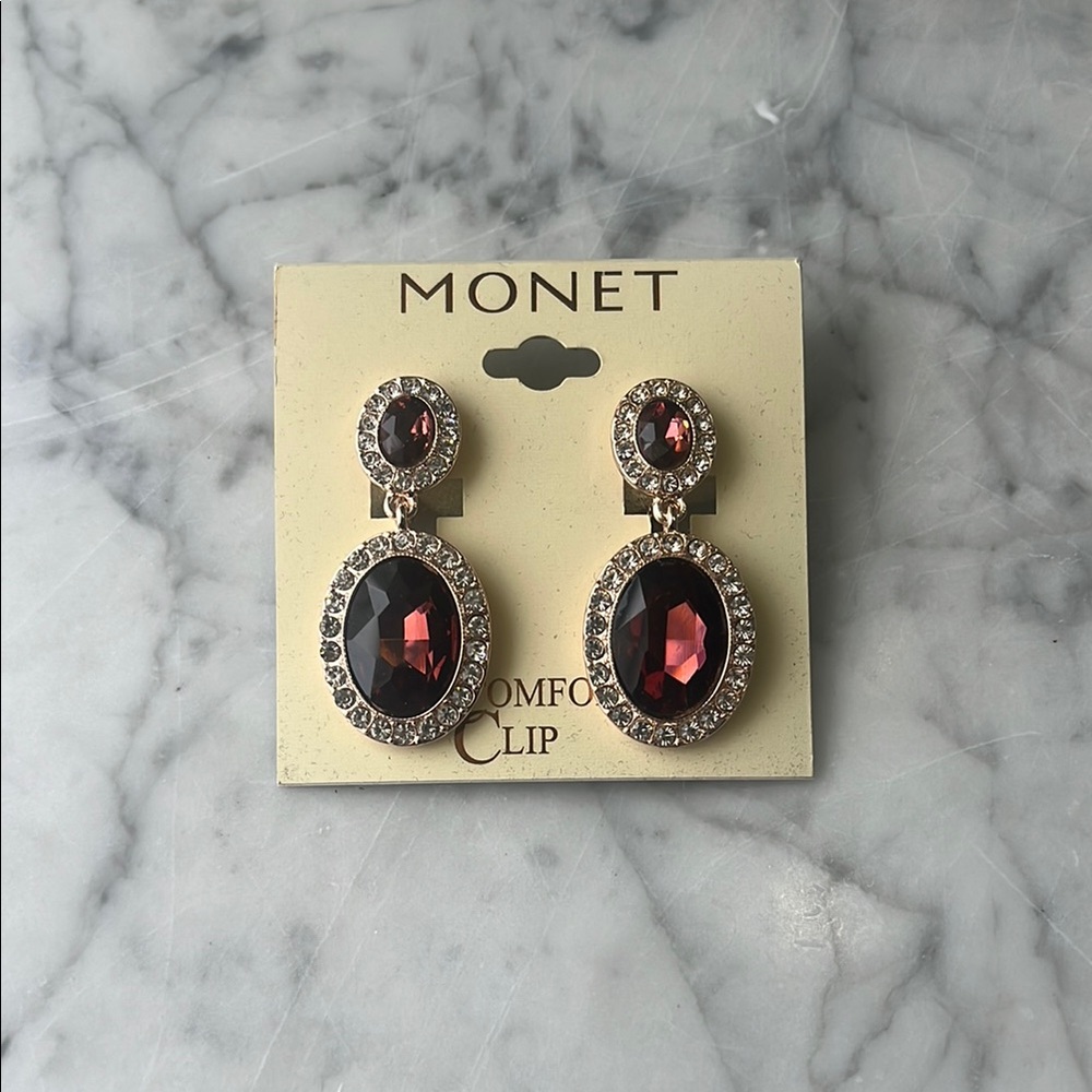 Monet Gold and Red Vintage-Inspired Earrings